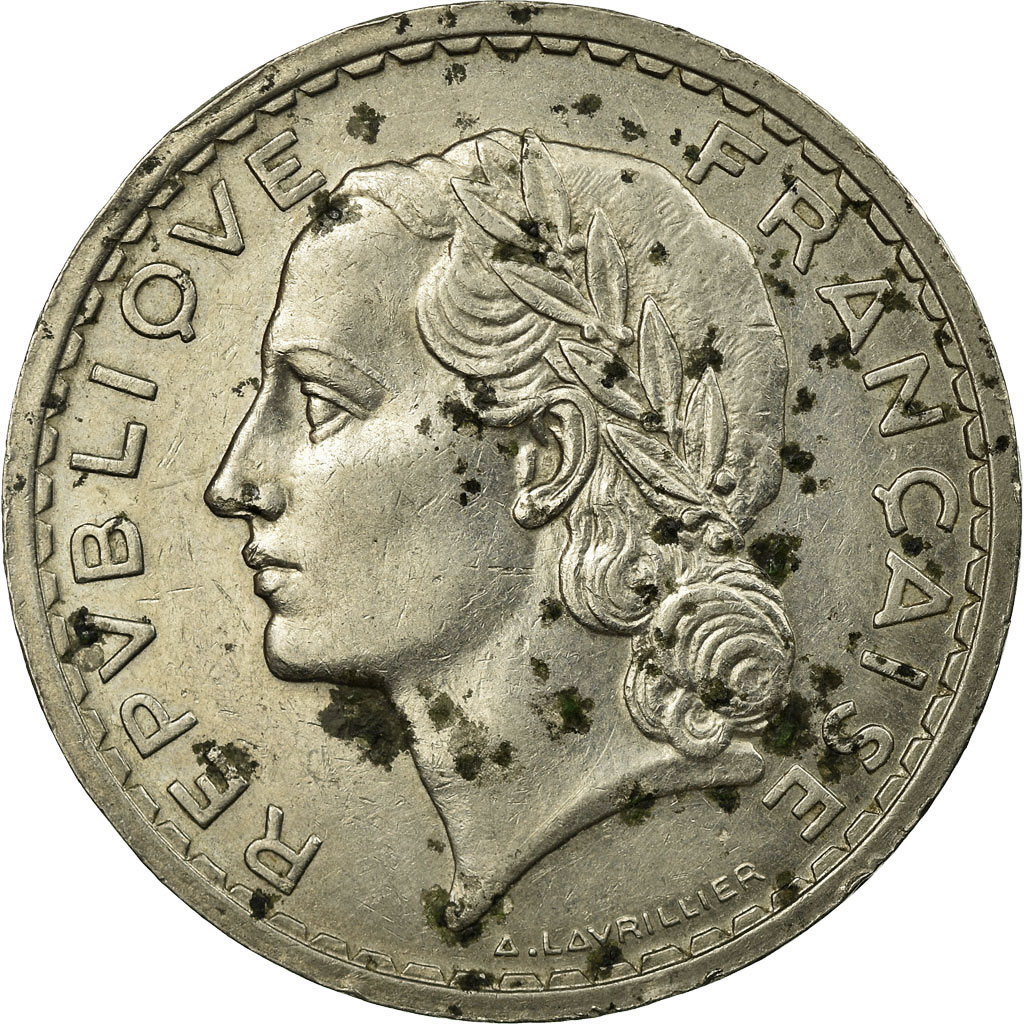 Moneta, Francia, Lavrillier, 5 Francs, 1935, Paris, MB+, Nichel, KM:888