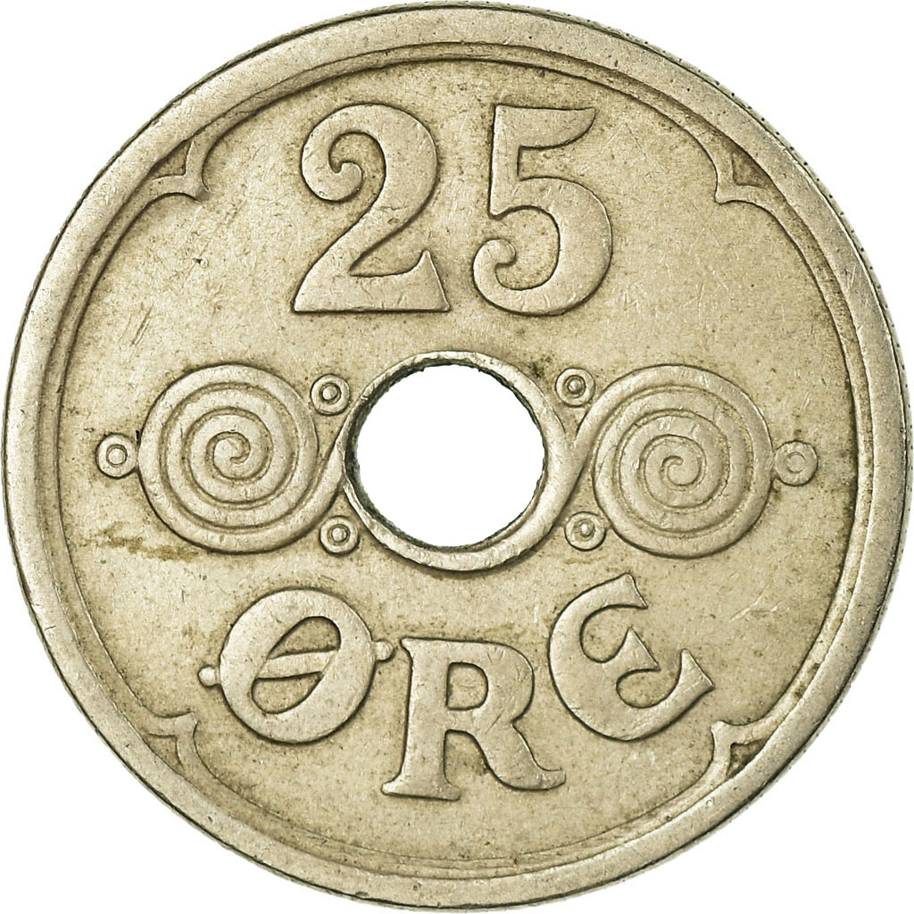 Moneda, Dinamarca, Christian X, 25 Öre, 1938, Copenhagen, MBC, Cobre - níquel