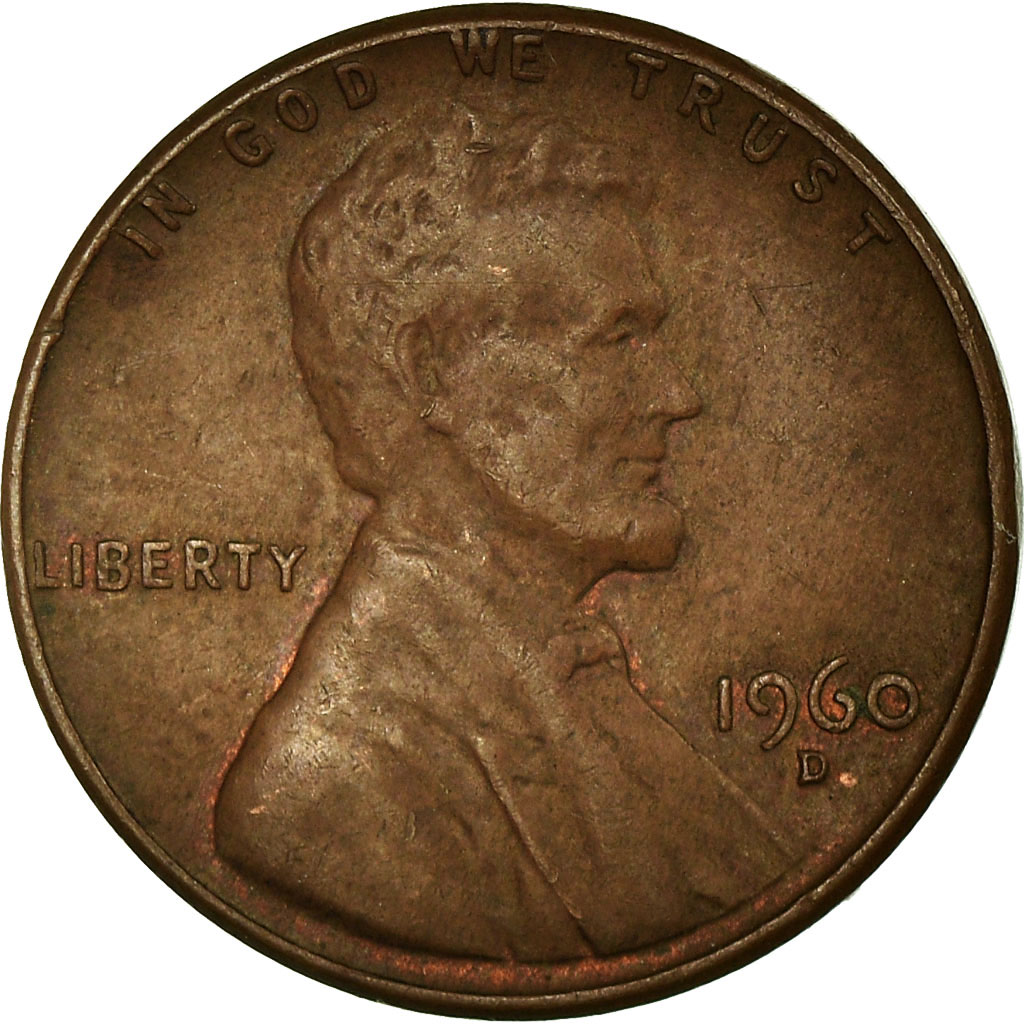 Moneda, Estados Unidos, Lincoln Cent, Cent, 1960, U.S. Mint, Denver, BC+