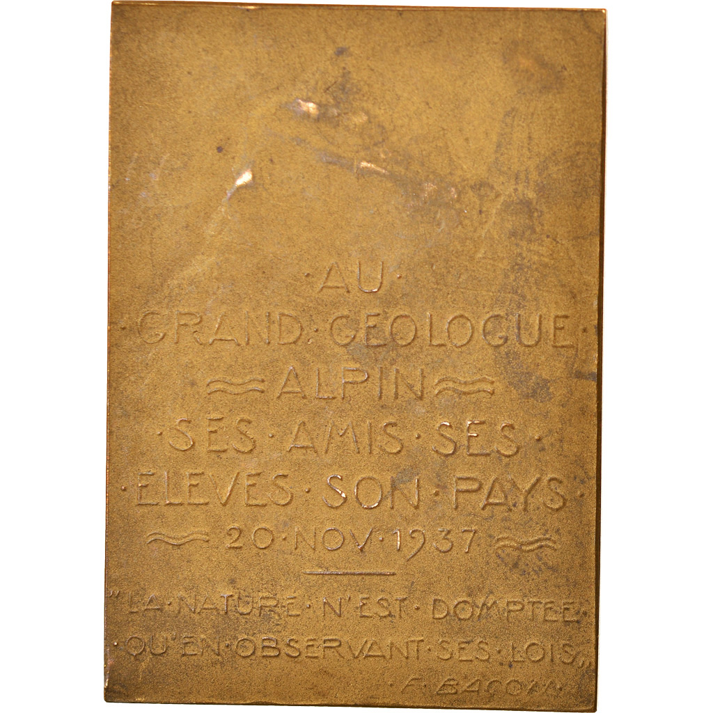 Switzerland, Medal, Maurice Lugeon, Géologue Alpin, 1937, Huguenin, 