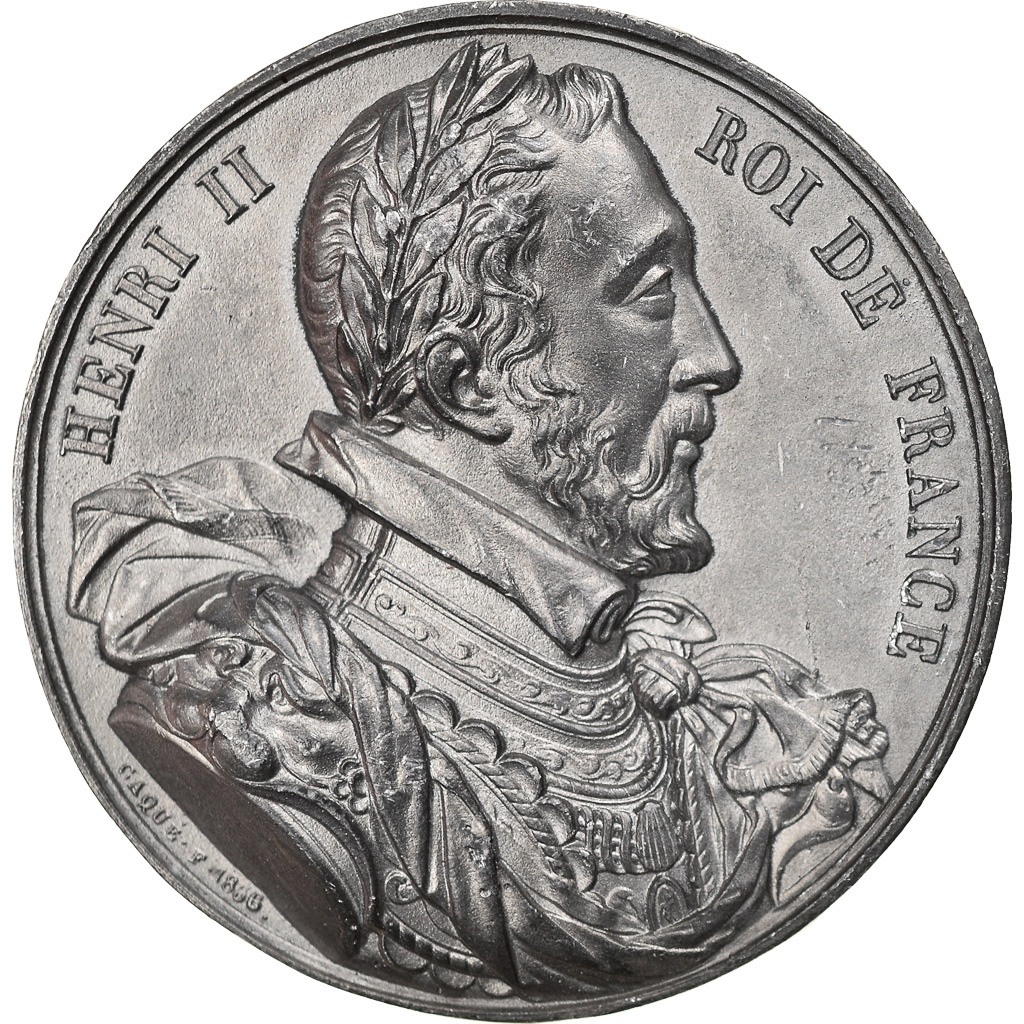 France, Medal, Les Rois de France, Henri II, History, Caqué, , Tin
