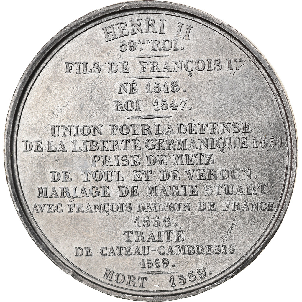 France, Medal, Les Rois de France, Henri II, History, Caqué, , Tin