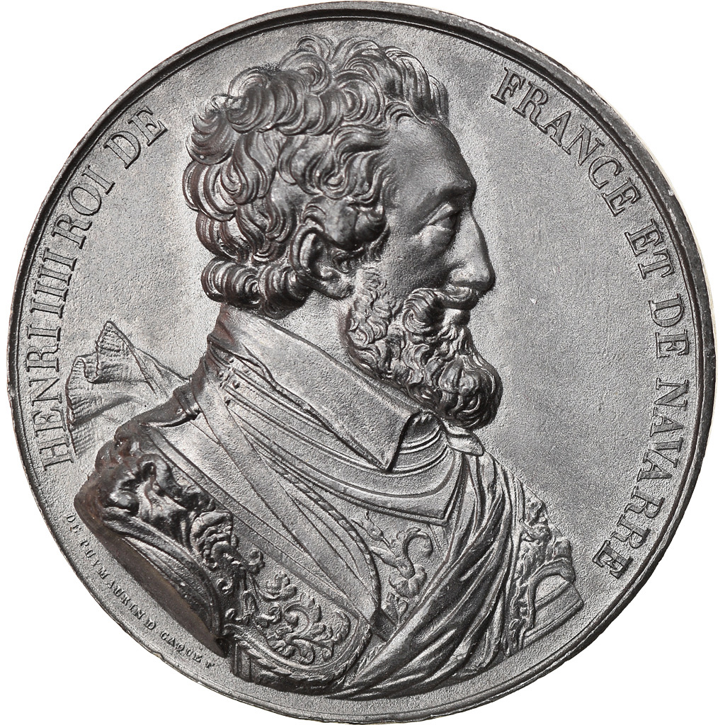 France, Medal, Les Rois de France,  Henri IV, History, Caqué, , Tin