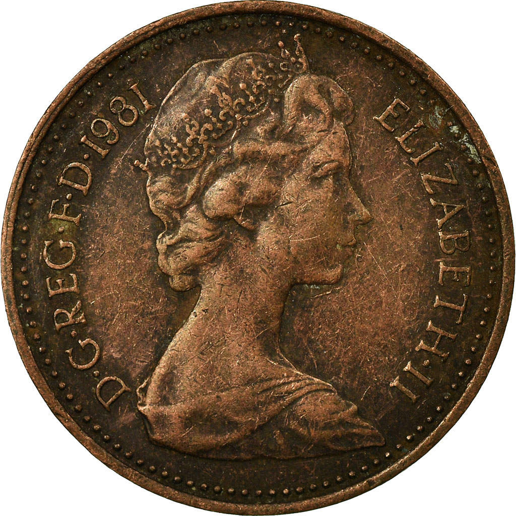 Moneda, Gran Bretaña, Elizabeth II, 1/2 New Penny, 1981, MBC, Bronce, KM:914