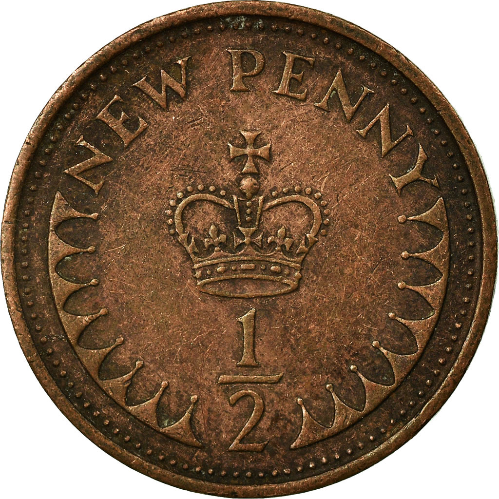 Moneda, Gran Bretaña, Elizabeth II, 1/2 New Penny, 1981, MBC, Bronce, KM:914