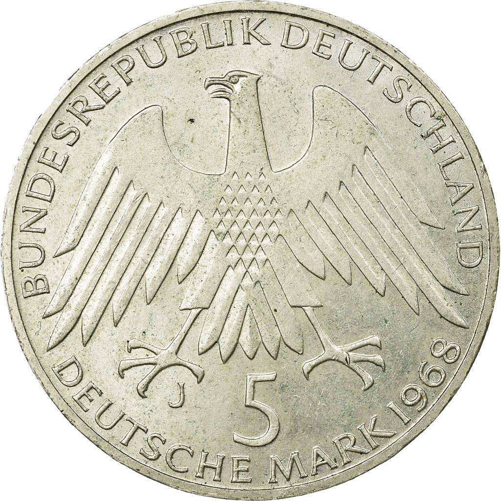 Coin, GERMANY - FEDERAL REPUBLIC, 5 Mark, 1968, Hamburg, Germany, 