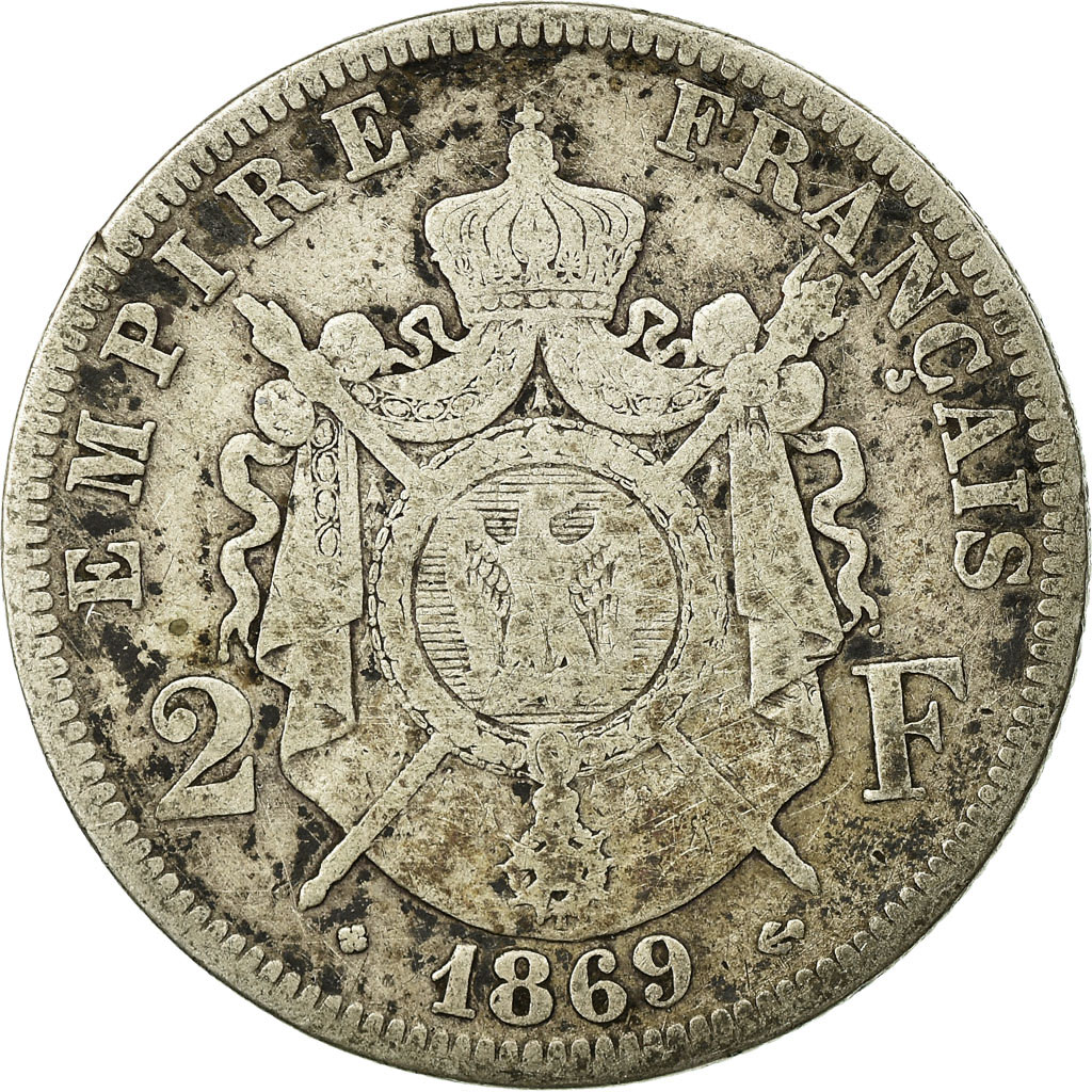 Coin, France, Napoleon III, Napoléon III, 2 Francs, 1869, Strasbourg, 