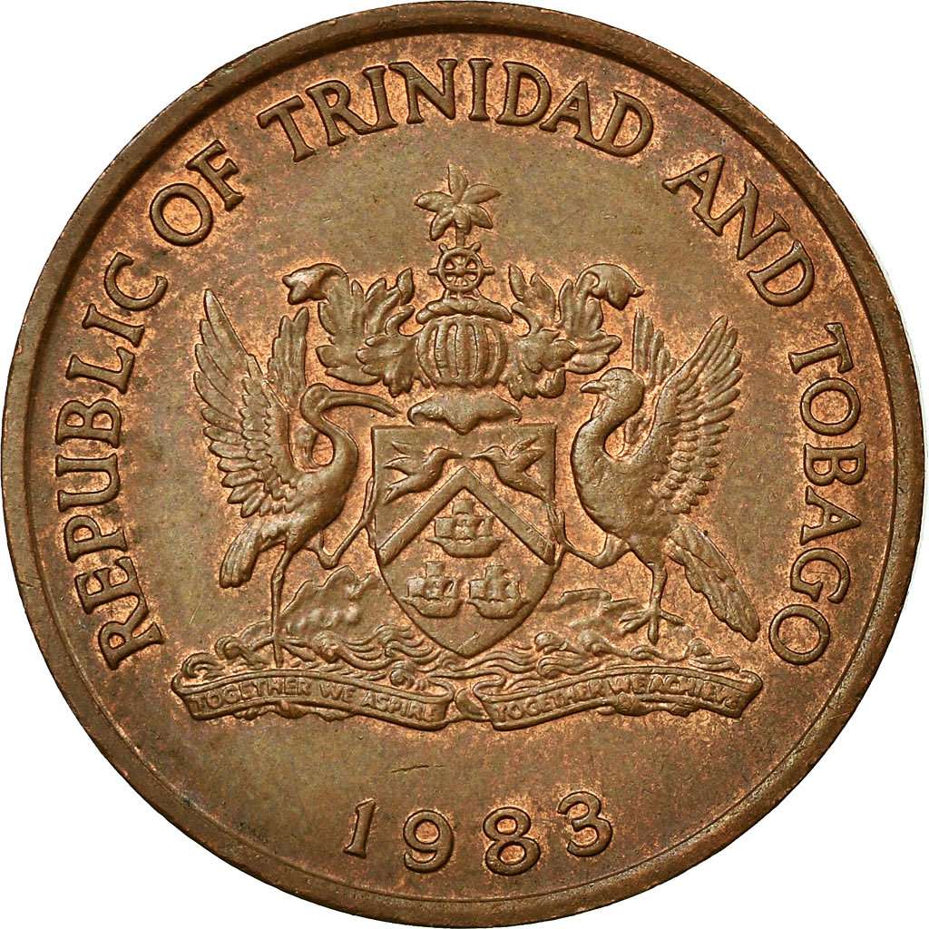 Moneda, TRINIDAD & TOBAGO, 5 Cents, 1983, Franklin Mint, MBC, Bronce, KM:30