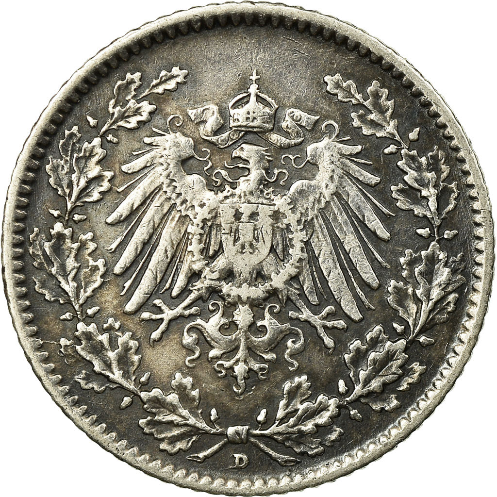 Coin, GERMANY - EMPIRE, 1/2 Mark, 1906, Munich, , Silver, KM:17