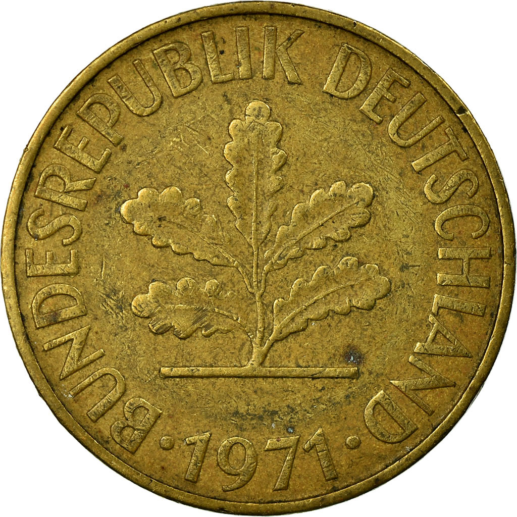 [#687267] Munten, Federale Duitse Republiek, 10 Pfennig, 1971, Karlsruhe, FR, Br