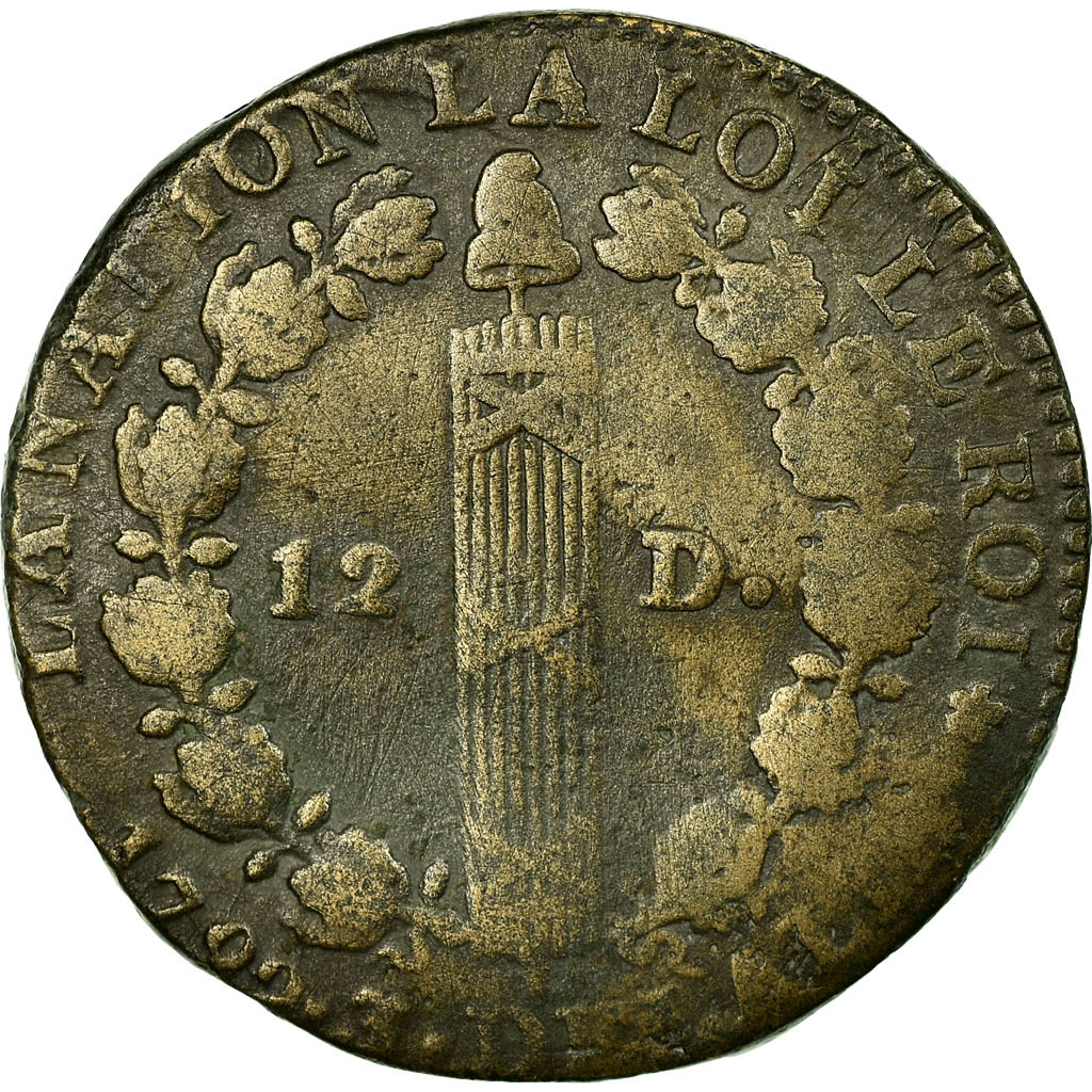 Coin, France, 12 Deniers, 1792 (An 3), Paris, , Métal de cloche
