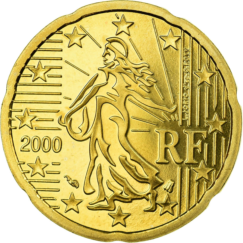 France, 20 Euro Cent, 2000, BE, , Brass, KM:1286