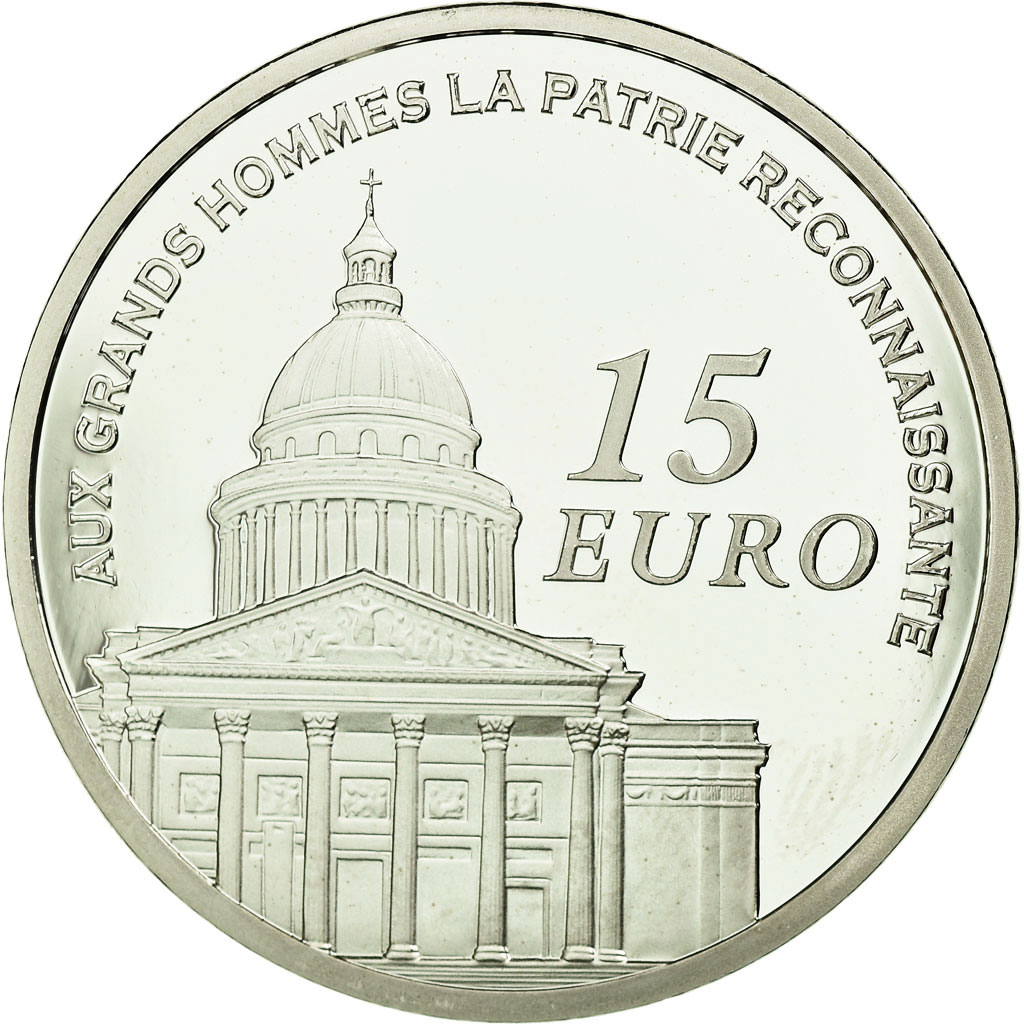 France, 15 Euro, Le Panthéon, 2007, BE, , Silver, KM:A1450