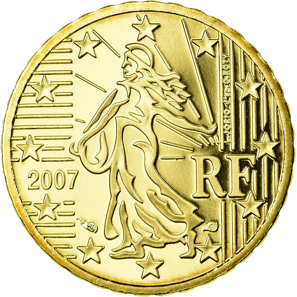 Frankreich, 10 Euro Cent, 2007, BE, STGL, Messing, KM:1410