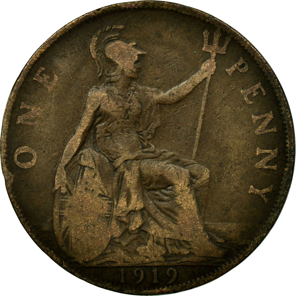 Coin, Great Britain, George V, Penny, 1919, Heaton, , Bronze, KM:810