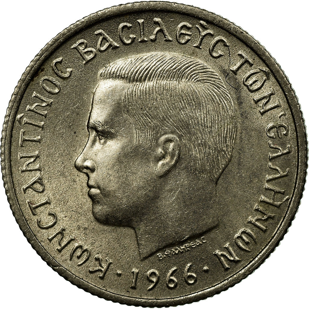 Moneda, Grecia, Constantine II, 50 Lepta, 1966, EBC, Cobre - níquel, KM:88