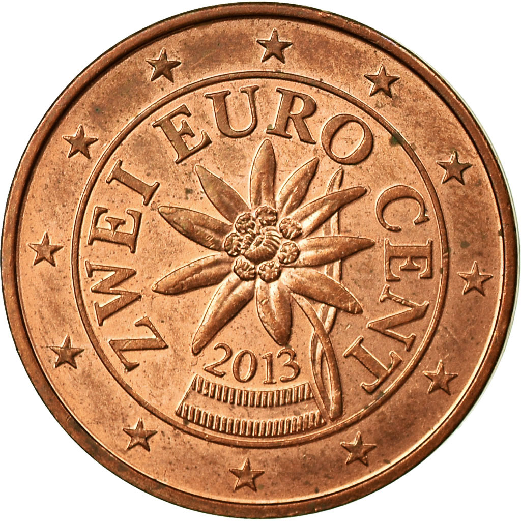 [#695660] Österreich, 2 Euro Cent, 2013, SS, Copper Plated Steel