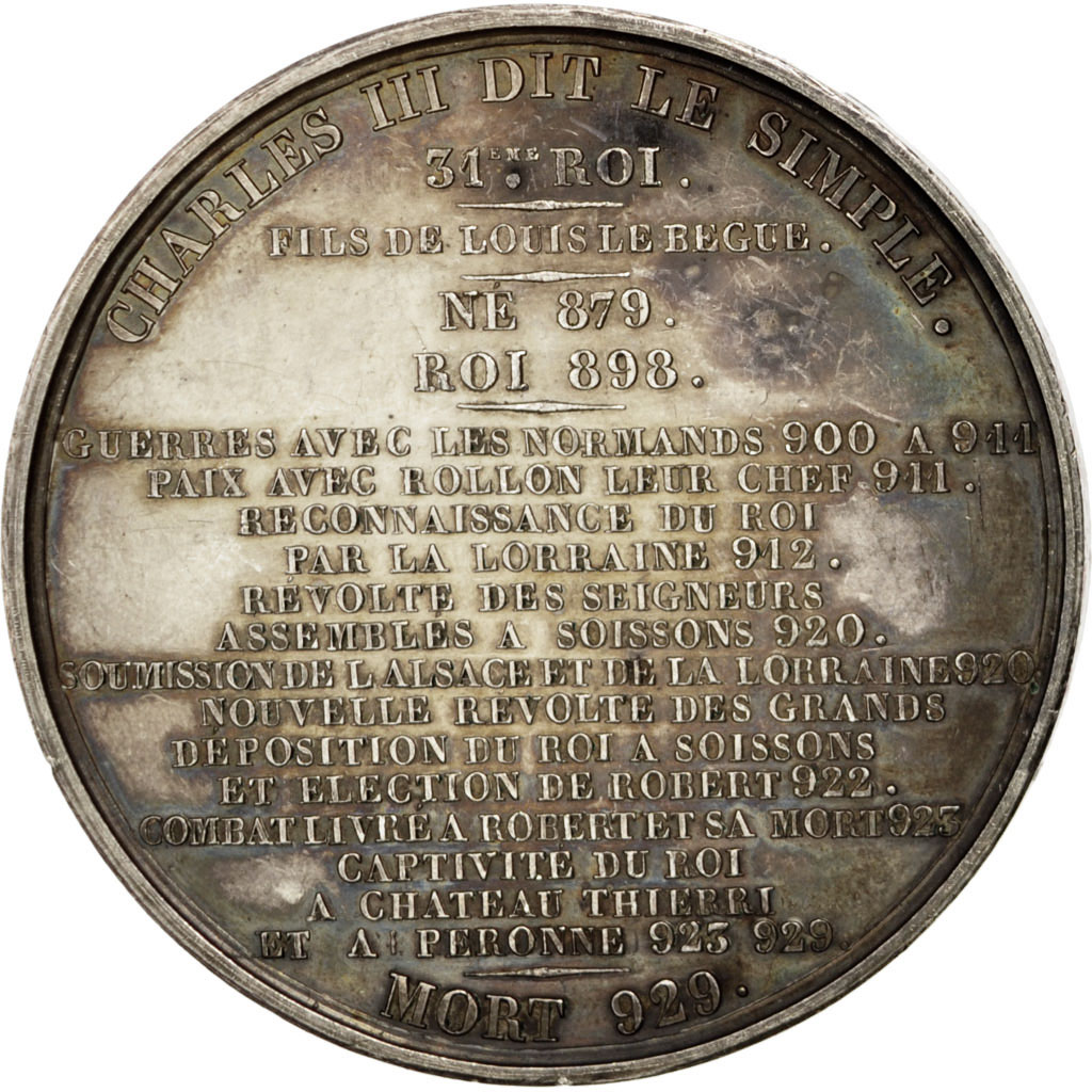 France, Medal, Charles III, History, Caqué, , Copper