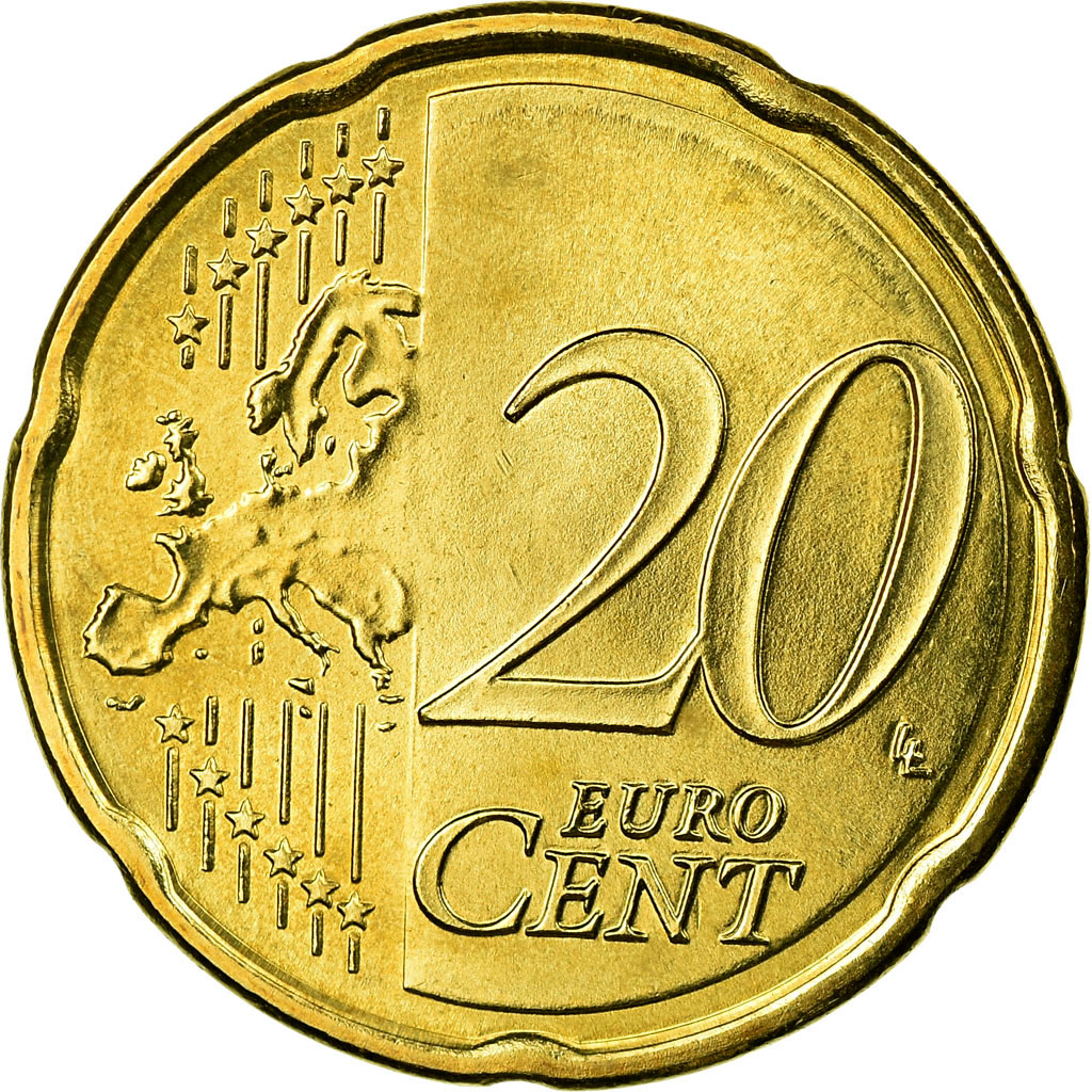 Österreich, 20 Euro Cent, 2008, UNZ, Messing, KM:3140