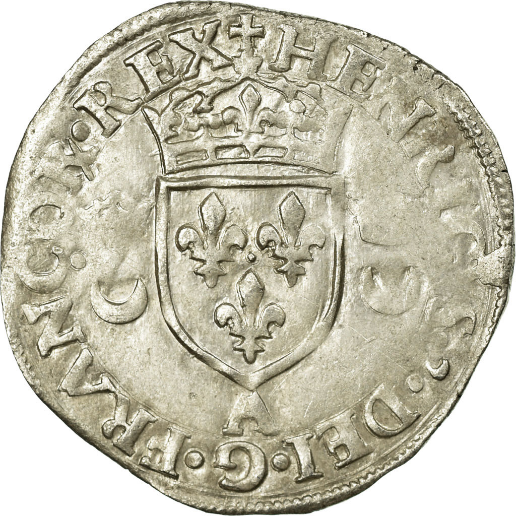 Coin, France, Douzain aux croissants, 1551, Paris, , Billon