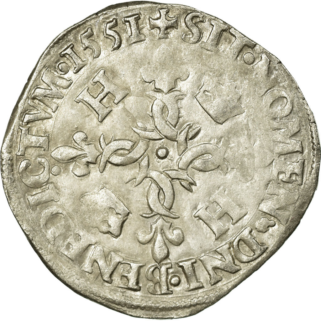 Coin, France, Douzain aux croissants, 1551, Paris, , Billon
