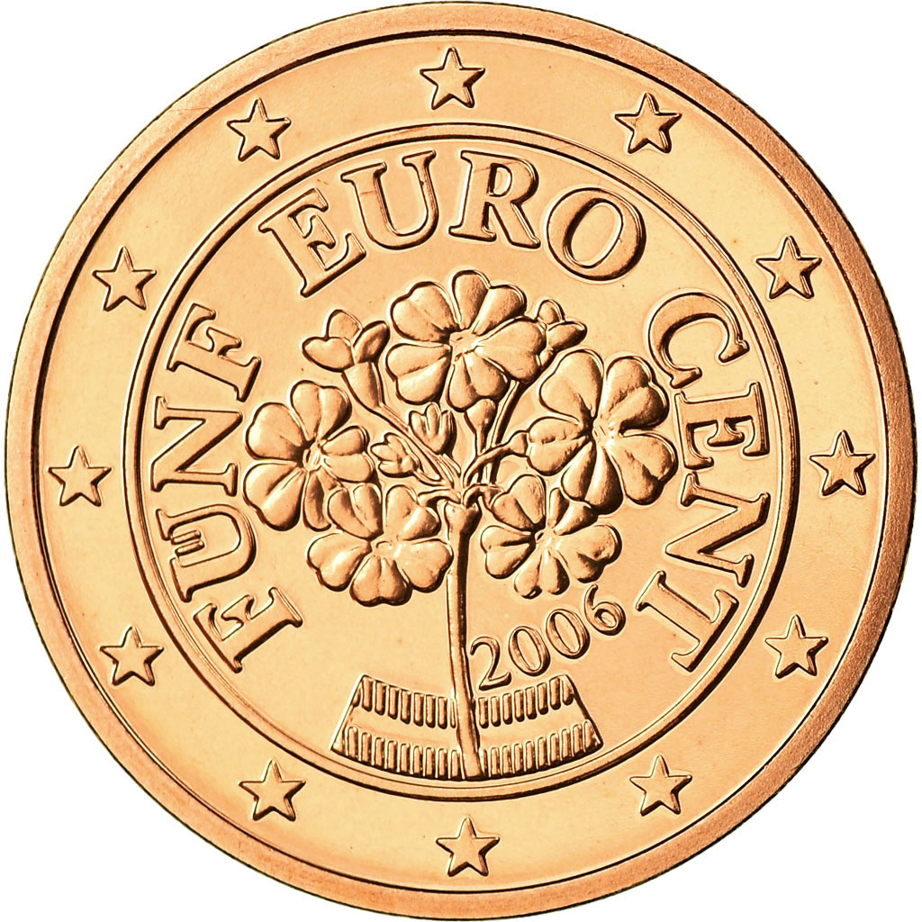 Österreich, 5 Euro Cent, 2006, STGL, Copper Plated Steel, KM:3084