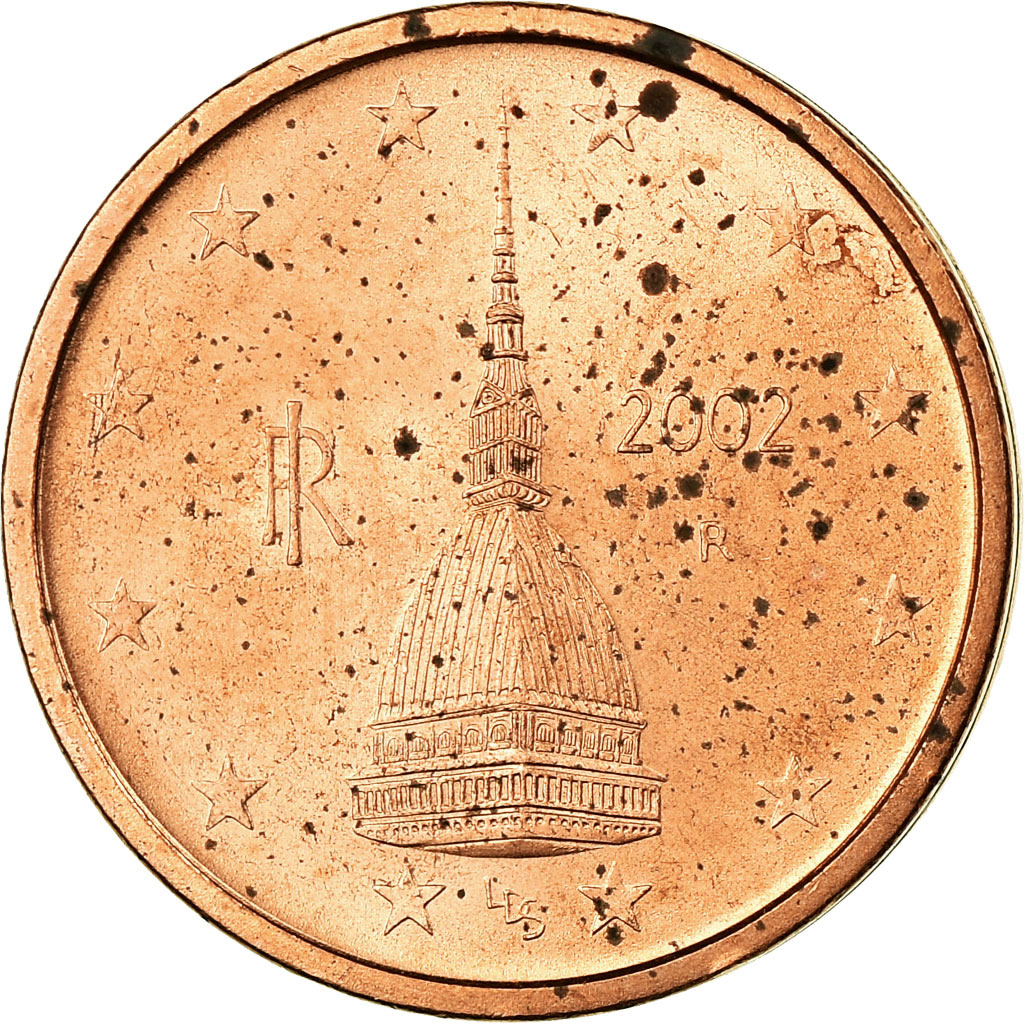 [#699269] Italien, 2 Euro Cent, 2002, STGL, Copper Plated Steel, KM:211