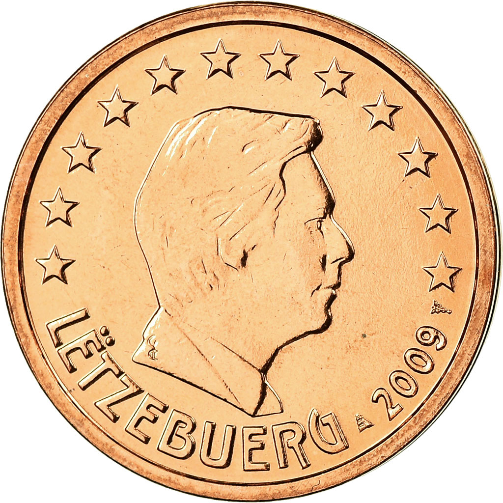 Luxemburg, 2 Euro Cent, 2009, STGL, Copper Plated Steel, KM:76