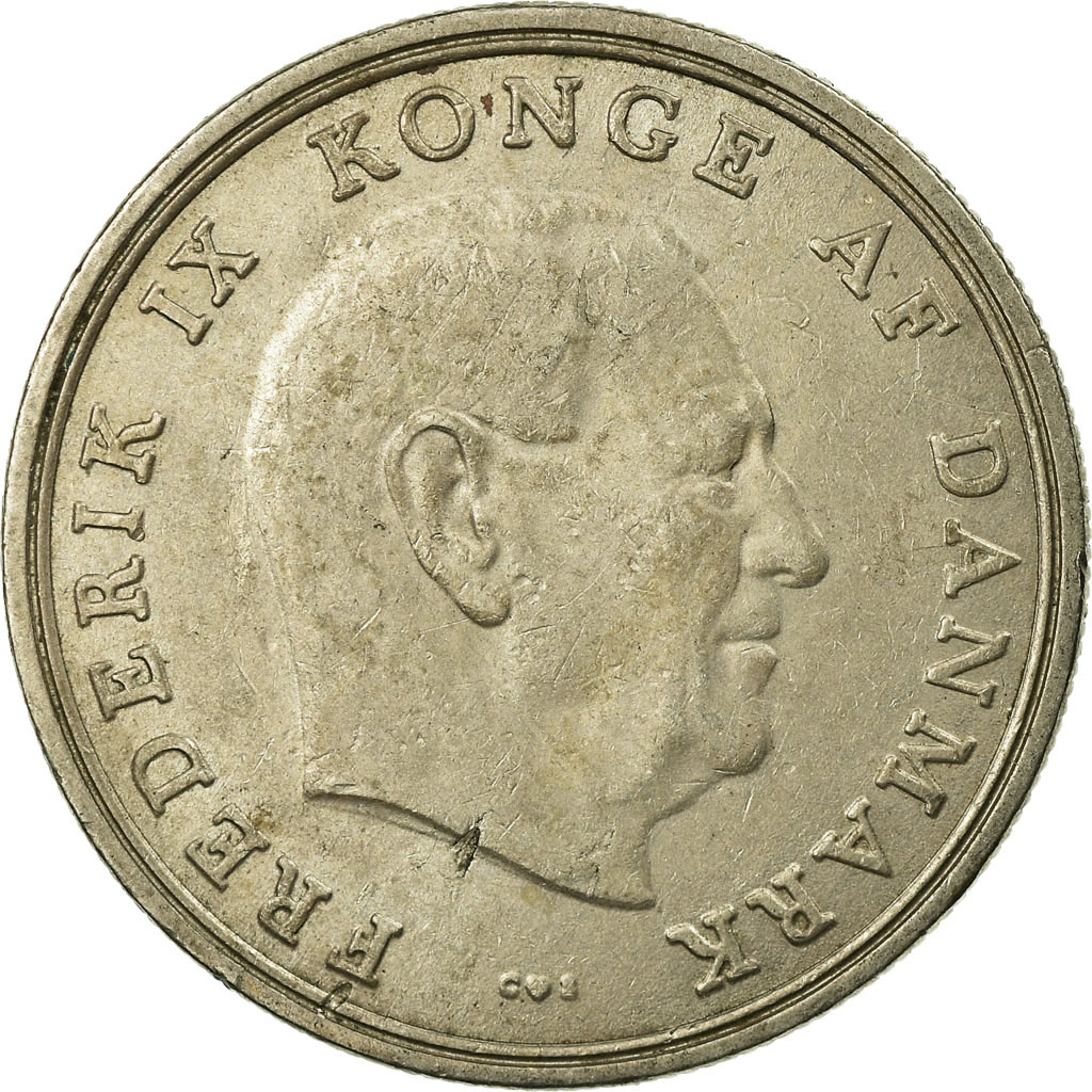 Moneda, Dinamarca, Frederik IX, 5 Kroner, 1970, Copenhagen, MBC, Cobre -