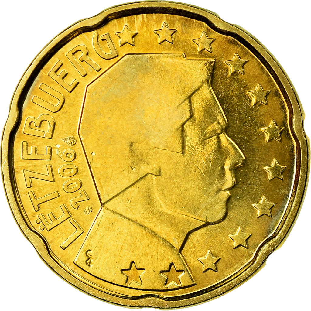[#701753] Luxemburg, 20 Euro Cent, 2006, UNZ, Messing, KM:79