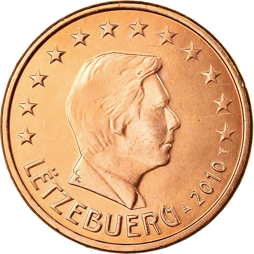 Luxemburg, 5 Euro Cent, 2010, UNZ, Copper Plated Steel, KM:77
