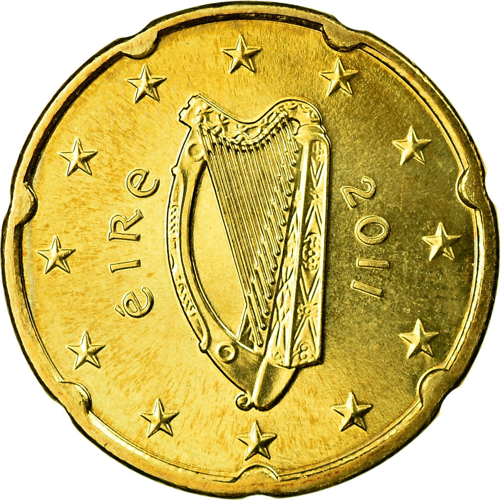IRELAND REPUBLIC, 20 Euro Cent, 2011, UNZ, Messing, KM:48