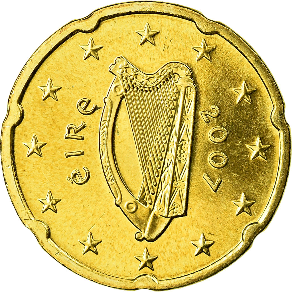 IRELAND REPUBLIC, 20 Euro Cent, 2007, STGL, Messing, KM:48