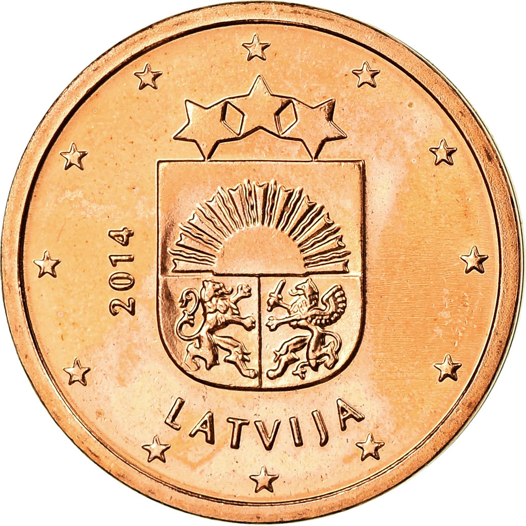 Latvia, 2 Euro Cent, 2014, UNZ, Copper Plated Steel