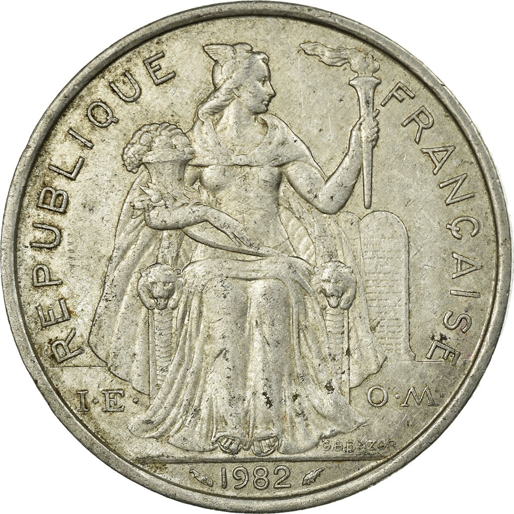 Moneda, Polinesia francesa, 5 Francs, 1982, Paris, MBC, Aluminio, KM:12