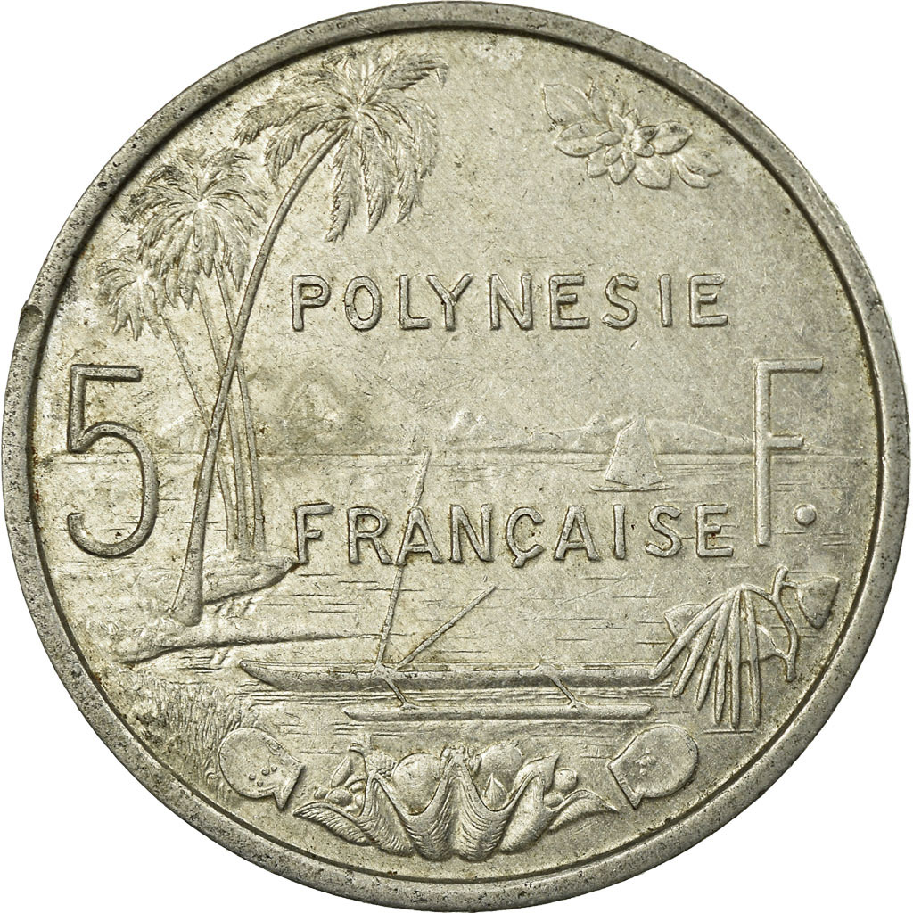Moneda, Polinesia francesa, 5 Francs, 1982, Paris, MBC, Aluminio, KM:12