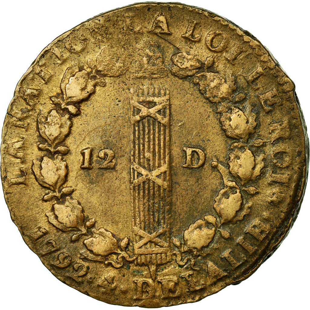 Munten, Frankrijk, 12 deniers françois, 12 Deniers, 1791, Paris, ZF, Bronze