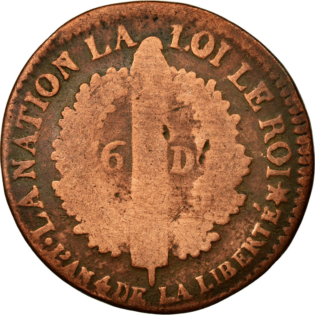 Coin, France, 6 deniers français, 6 Deniers, 1792, Strasbourg, 