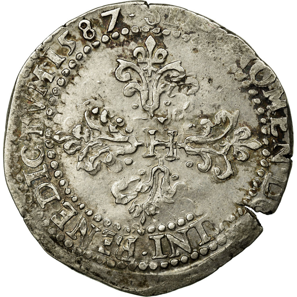 Coin, France, Demi Franc, 1587, Rouen, , Silver, Duplessy:1131