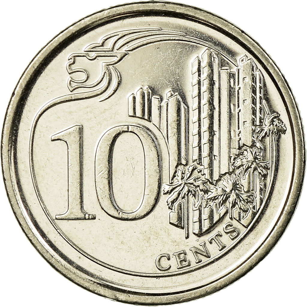 Moneda, Singapur, 10 Cents, 2013, MBC, Cobre - níquel