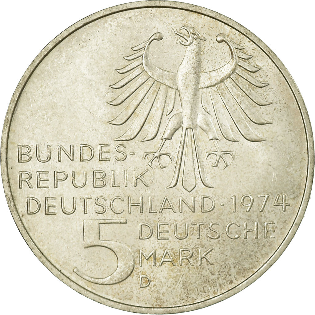 Coin, GERMANY - FEDERAL REPUBLIC, 5 Mark, 1974, Munich, Germany, 