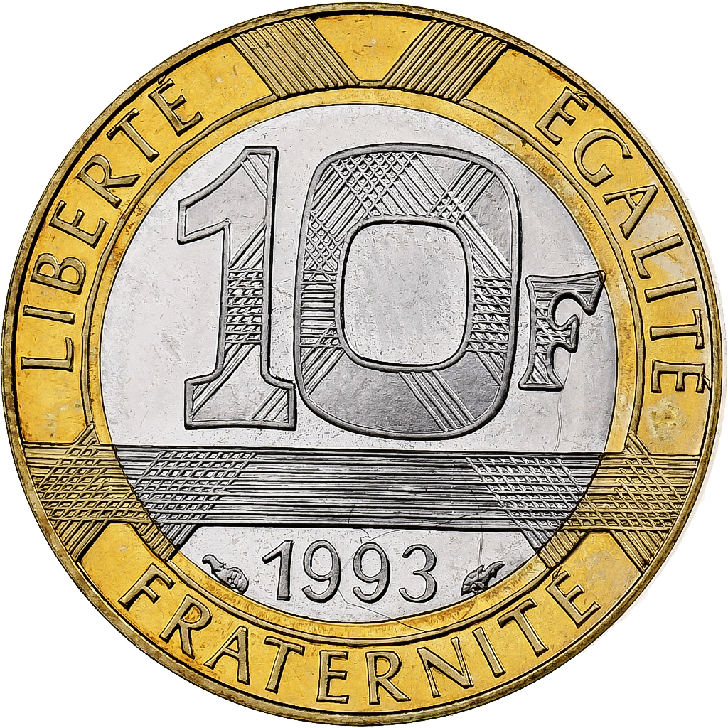 France, 10 Francs, Génie, 1993, Paris, Proof, Bi-Metallic, 