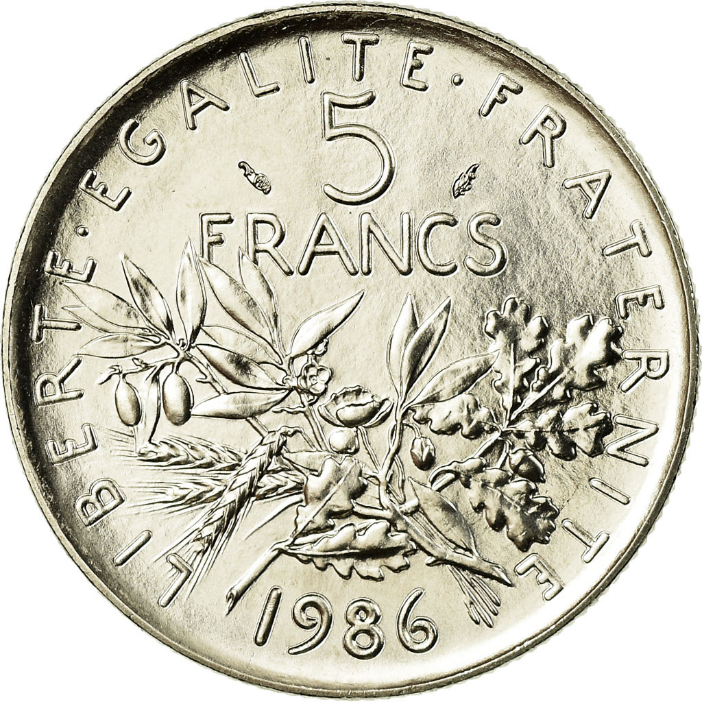 Coin, France, Semeuse, 5 Francs, 1986, Paris, MS(65-70), Nickel Clad