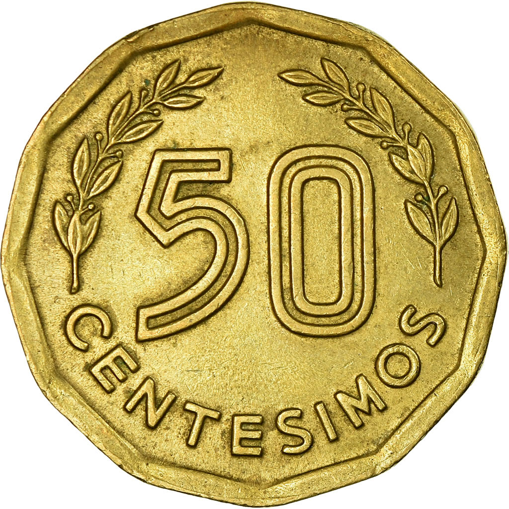 Coin, Uruguay, 50 Centesimos, 1977, Santiago, , Aluminum-Bronze, KM:68