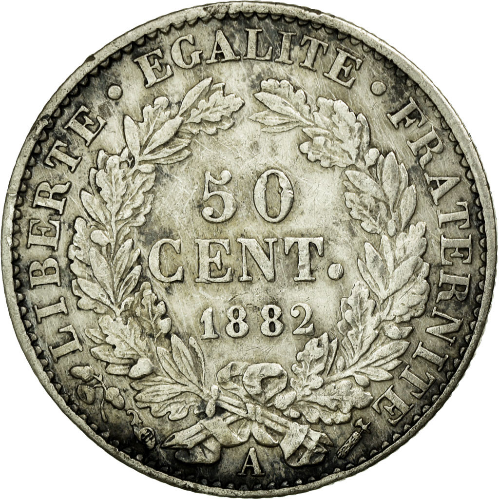 Coin, France, Cérès, 50 Centimes, 1882, Paris, , Silver, Gadoury:419a