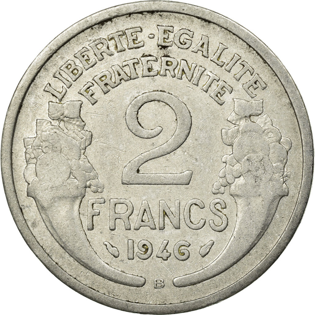 Coin, France, Morlon, 2 Francs, 1946, Beaumont le Roger, , Aluminum