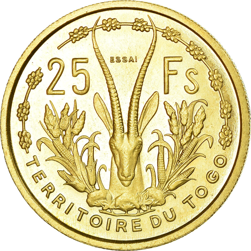 Munten, Togo, 25 Francs, 1956, Paris, ESSAI, PR+, Aluminum-Bronze, KM:E8
