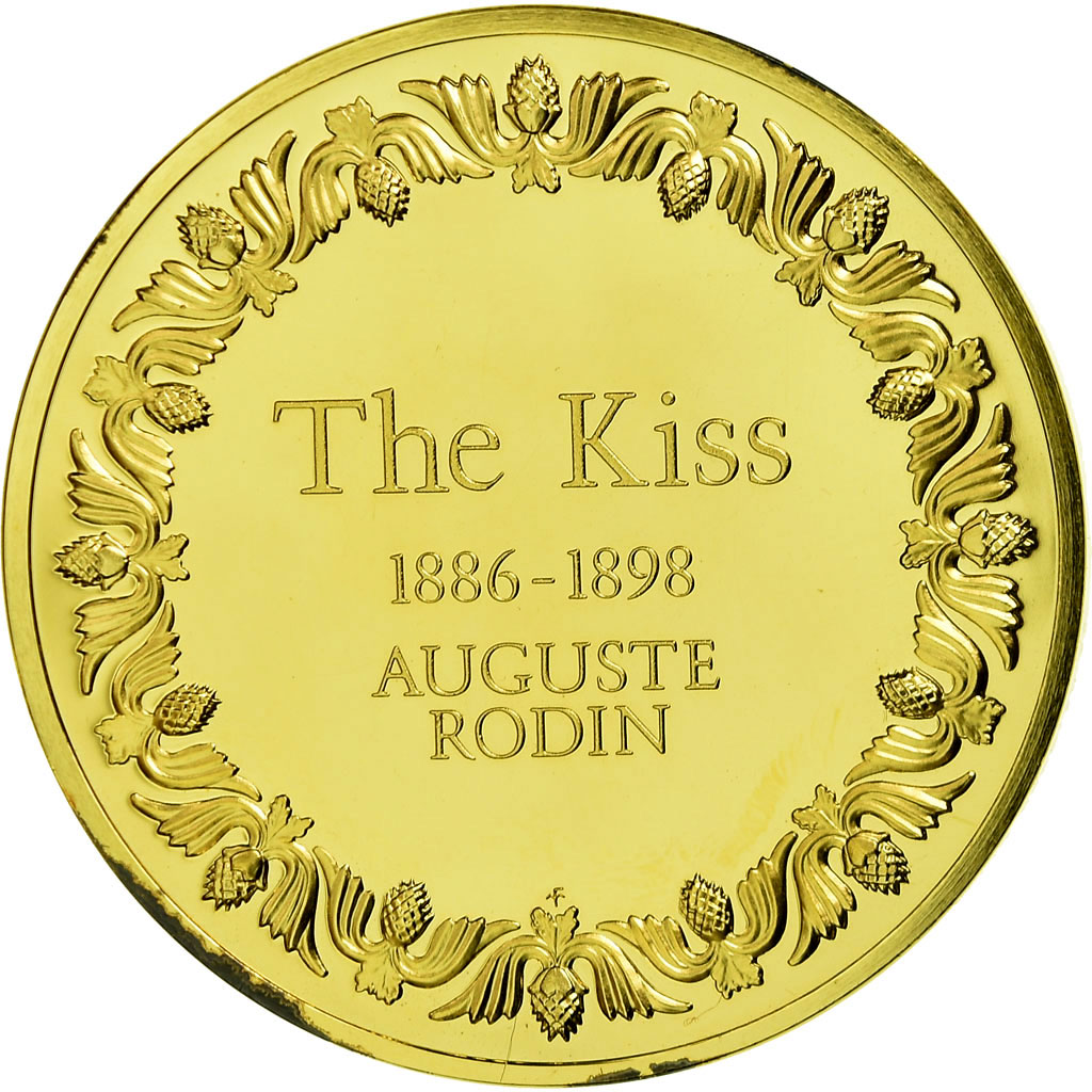 France, Medal, Le Baiser, Auguste Rodin, , Vermeil | Tokens & Medals