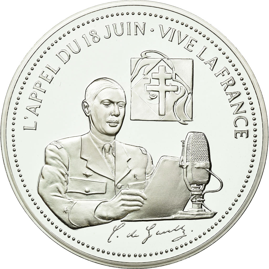 France, Medal, Charles De Gaulle, Appel du 18 juin 1940, , Silver