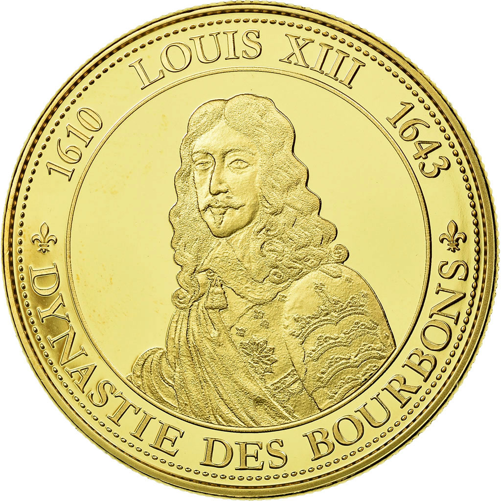 France, Medal, Les rois de France, Louis XIII, History, , Copper Gilt
